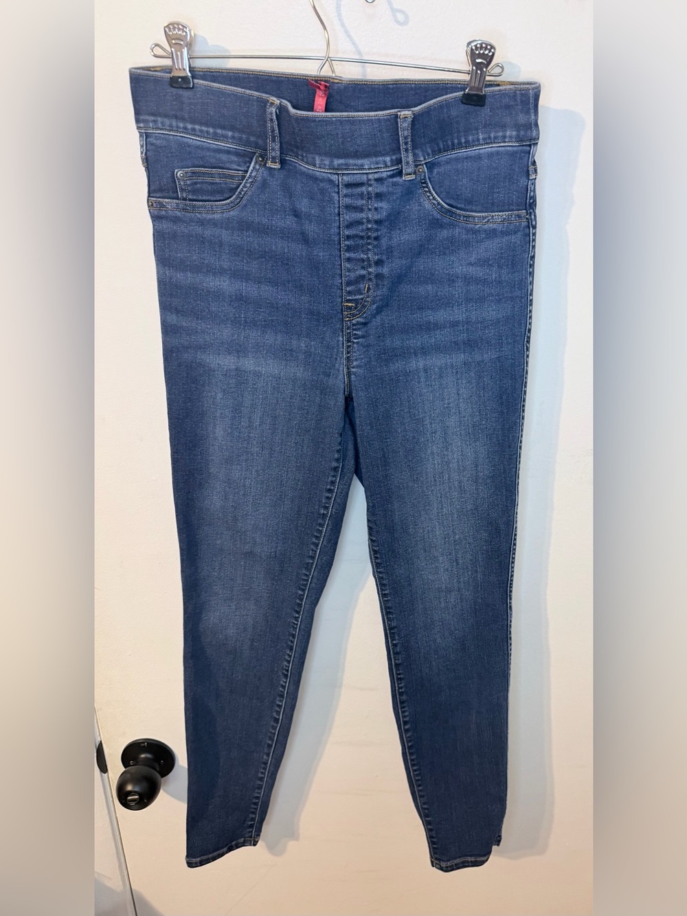 SPANX Ankle Skinny Jeans Size M Medium Midnight Shade Dark Wash Pull-On Shaping - Picture 2 of 10